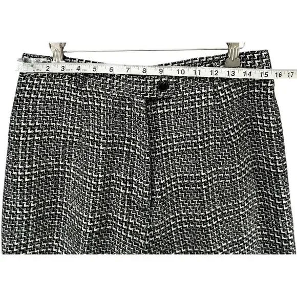 Talbots Vintage Pants Womens 14P Black White Wool Woven Plaid Wide Leg Trousers - Picture 5 of 13